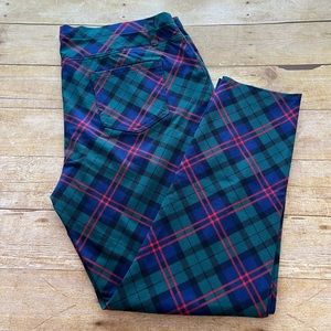 Faded Glory Plaid Blue Green Red Pull on Pants Tapered Skinny EUC Size 20 XXL